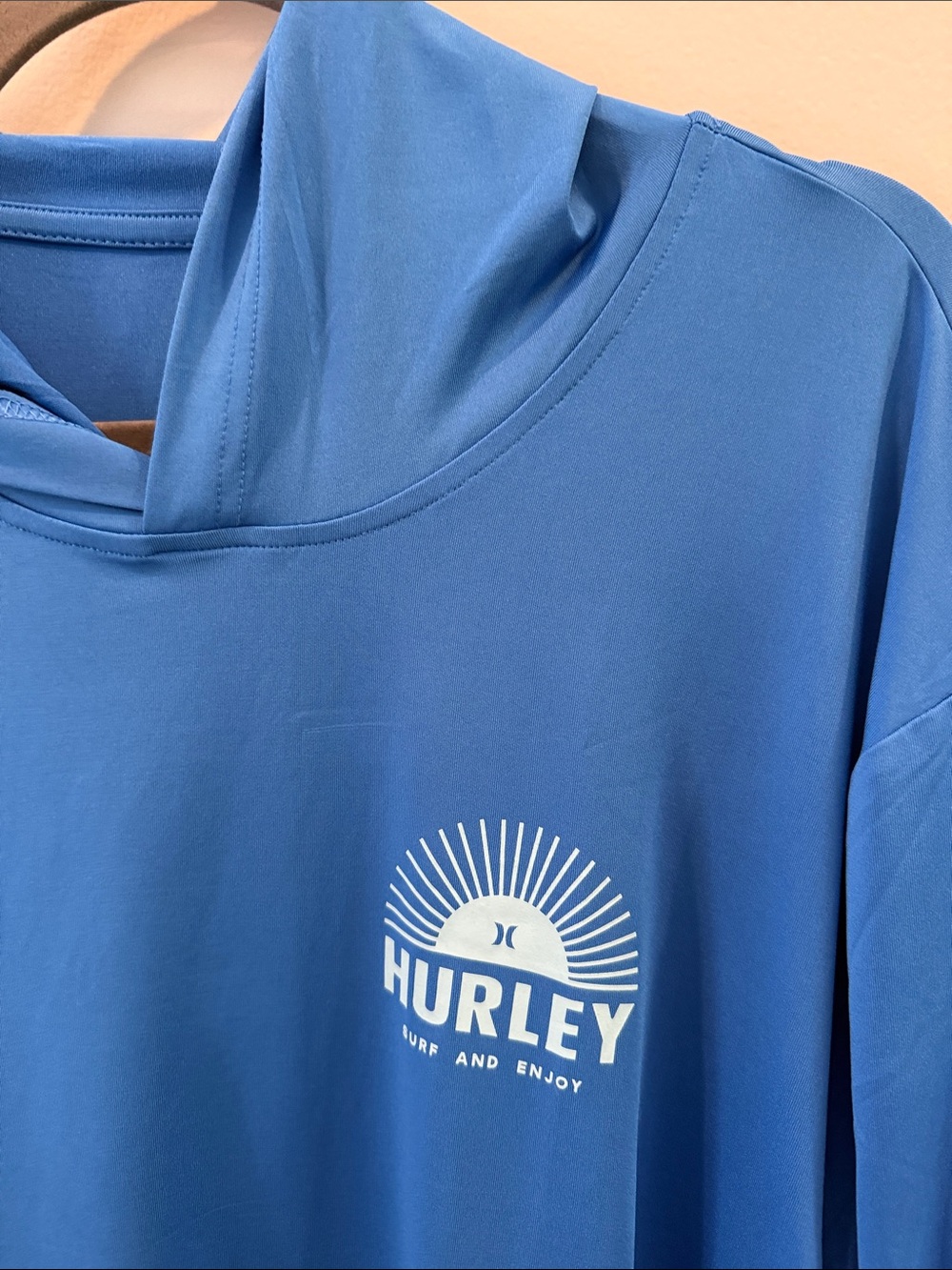 Hurley Blue Long Sleeve Hooded Sun Shirt nwot - Picture 2 of 6